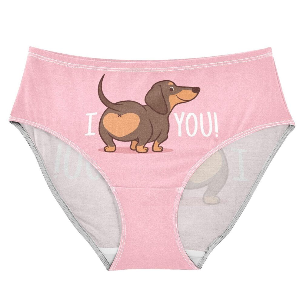 1309 Underwear, Cute Dachshund Funny Heart Pink High Waist Soft Brief